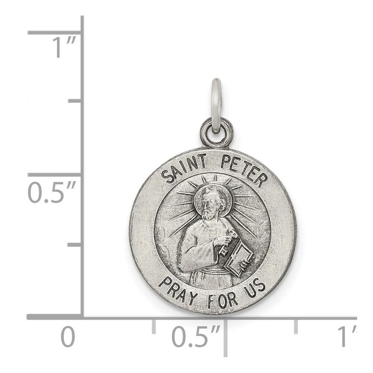 Curata 925 Sterling Silver 18" 20x15mm Saint Peter Medal Pendant Necklace sold by Zulily product image thumbnail 2