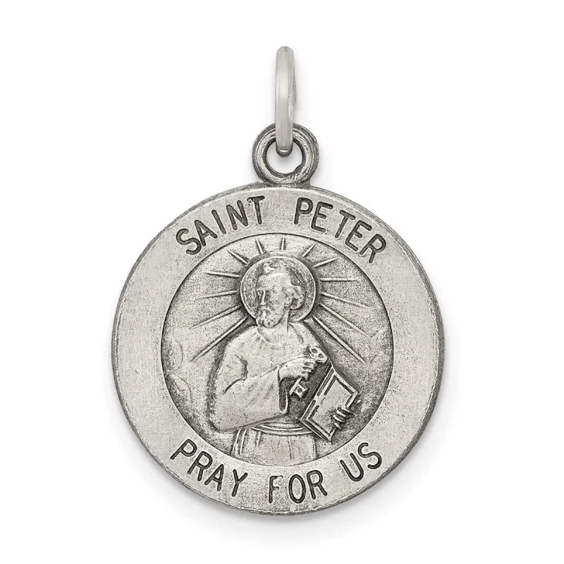 Curata 925 Sterling Silver 18" 20x15mm Saint Peter Medal Pendant Necklace sold by Zulily