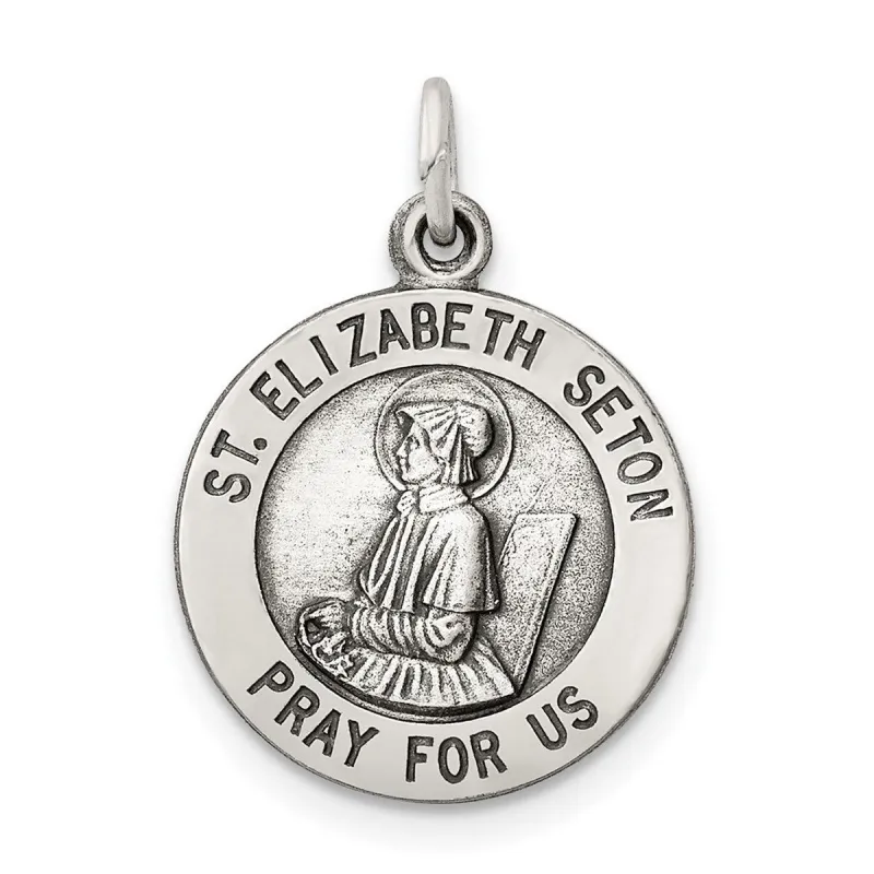 Curata 925 Sterling Silver 18" 20x15mm Saint Elizabeth Seton Medal Pendant Necklace sold by Zulily