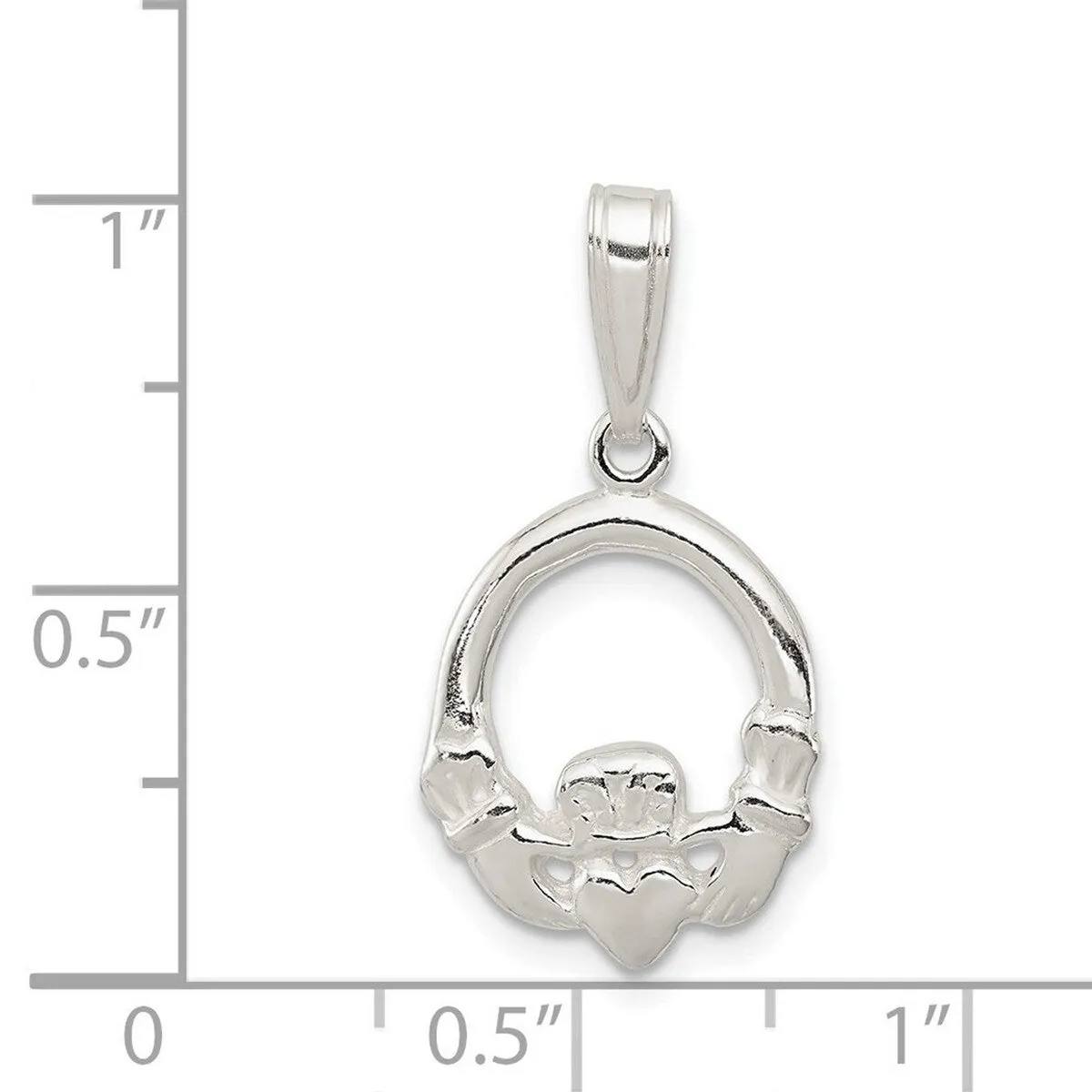 Curata 925 Sterling Silver Polished Flat back Irish Claddagh Celtic Trinity Knot Charm Pendant Necklace Measures 26x15mm sold by Zulily product image thumbnail 2