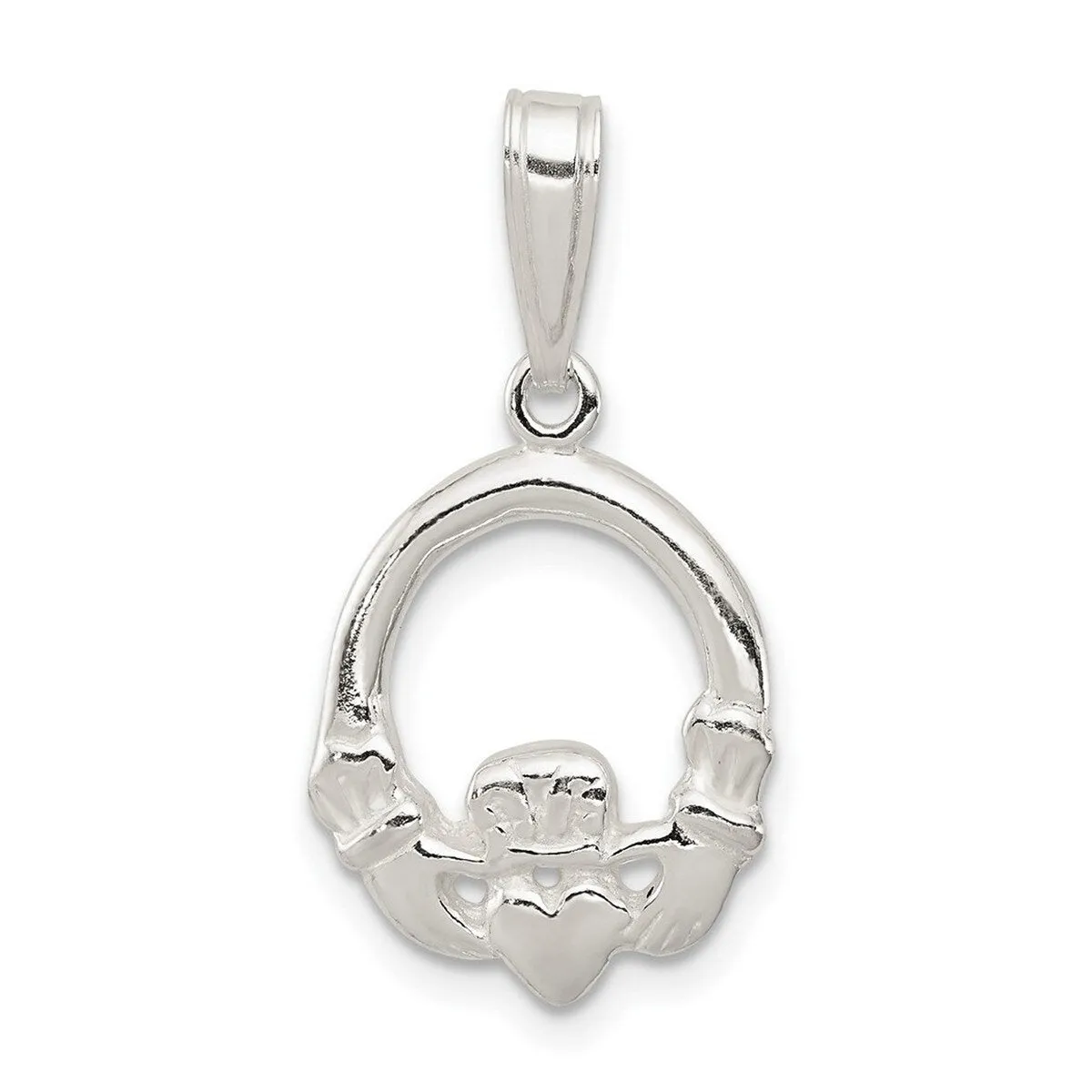 Curata 925 Sterling Silver Polished Flat back Irish Claddagh Celtic Trinity Knot Charm Pendant Necklace Measures 26x15mm sold by Zulily