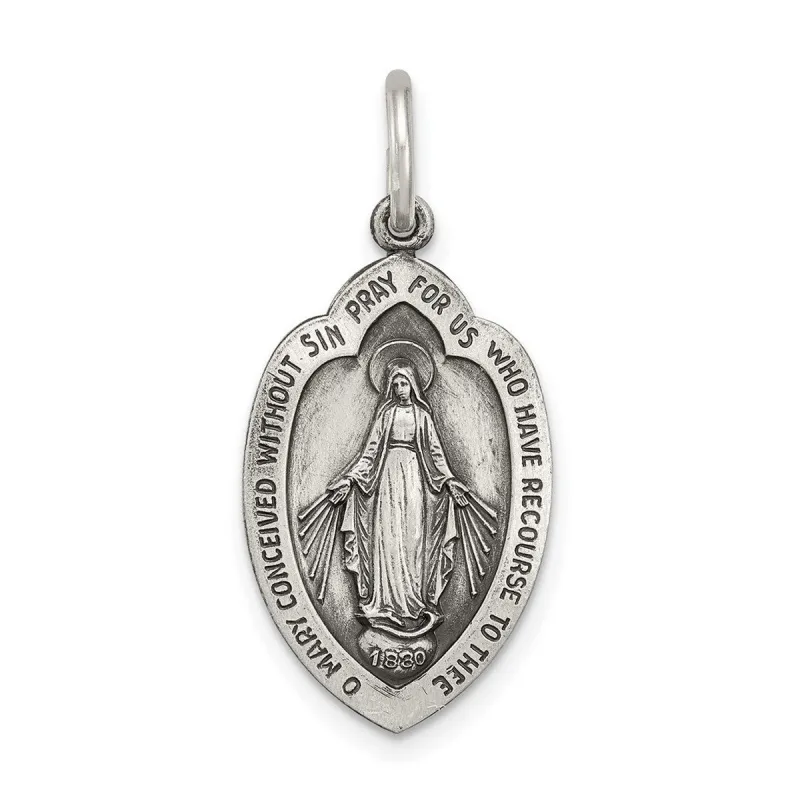 Curata 925 Sterling Silver 18" 26x13mm Small Miraculous Medal Pendant Necklace sold by Zulily