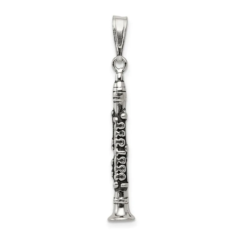 Curata 925 Sterling Silver 18" 28x4mm Clarinet Charm Pendant Necklace sold by Zulily