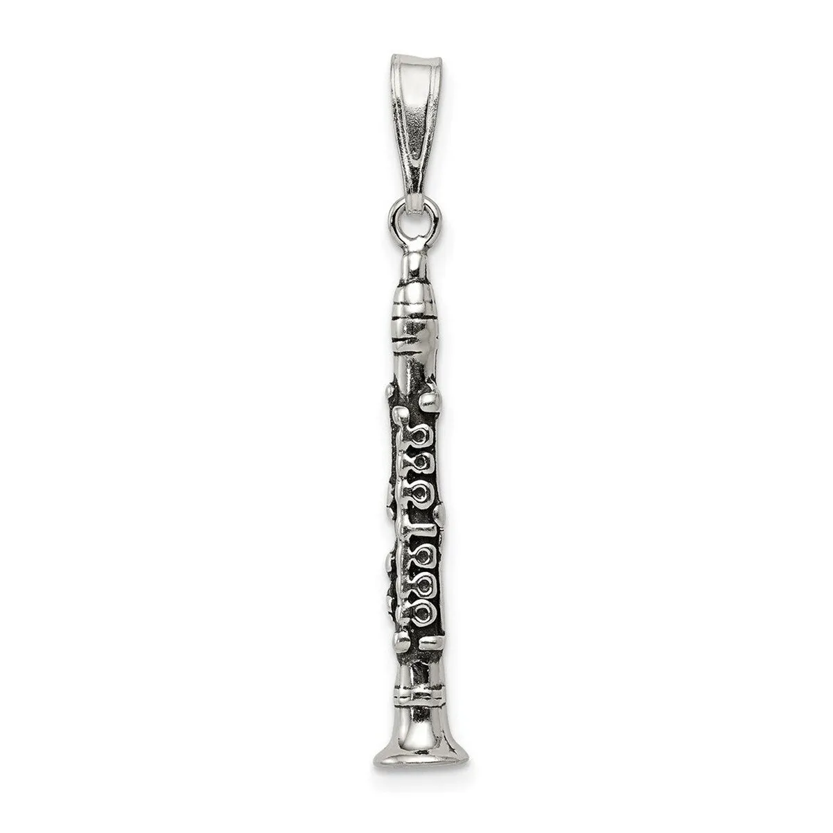 Curata 925 Sterling Silver 18" 28x4mm Clarinet Charm Pendant Necklace sold by Zulily