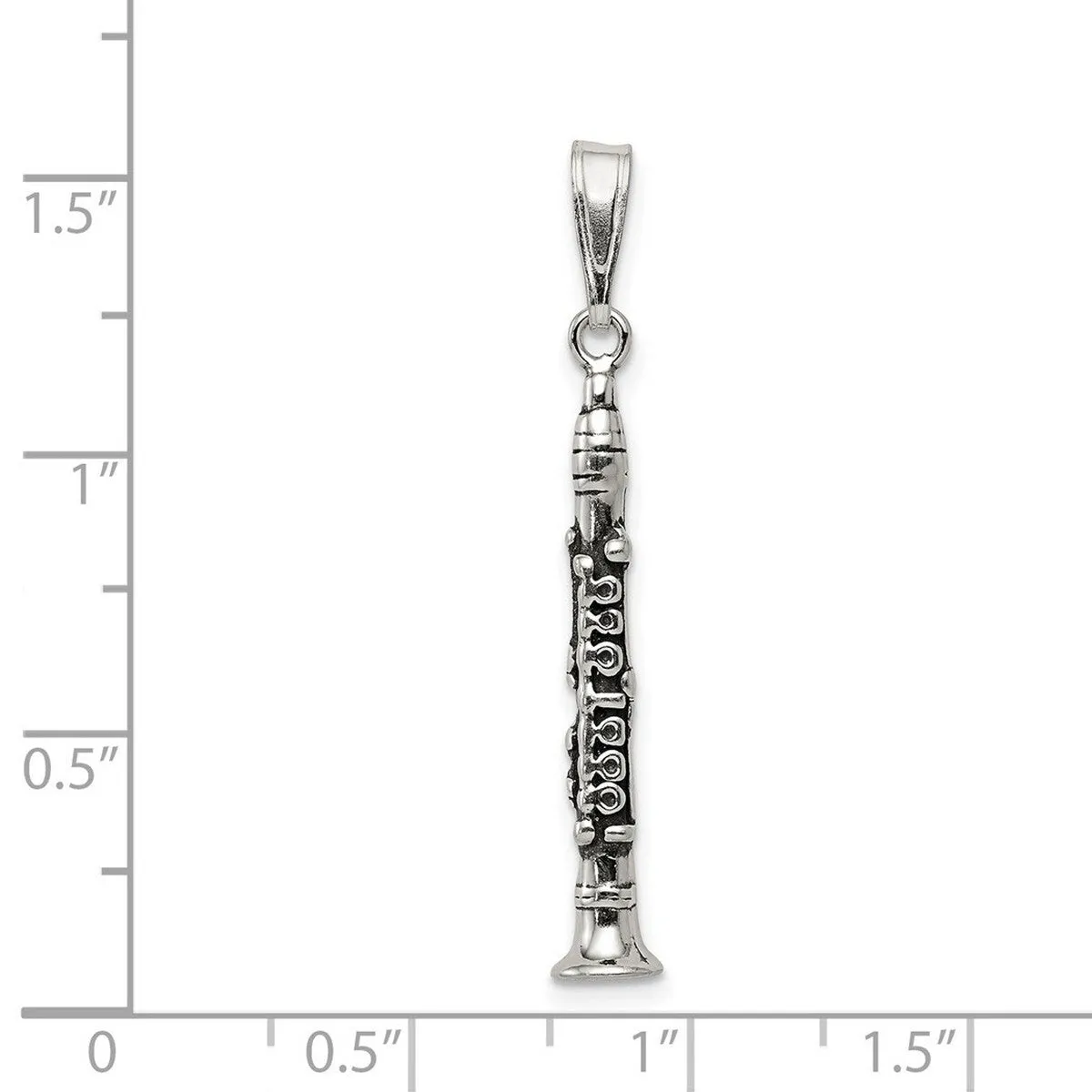 Curata 925 Sterling Silver 18" 28x4mm Clarinet Charm Pendant Necklace sold by Zulily product image thumbnail 2