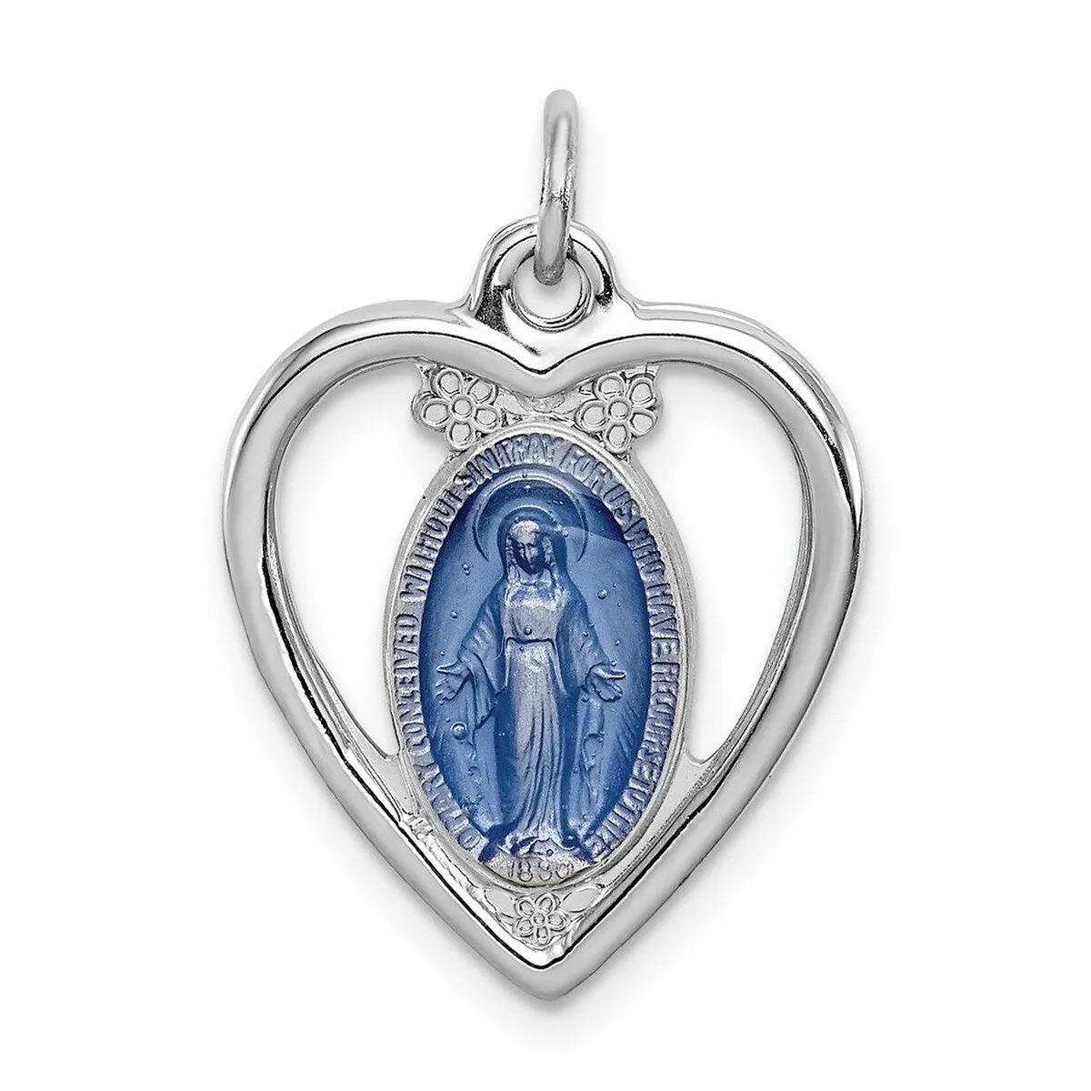 Curata 925 Sterling Silver 18" 23x16mm Miraculous Medal Inside Heart Pendant Necklace sold by Zulily