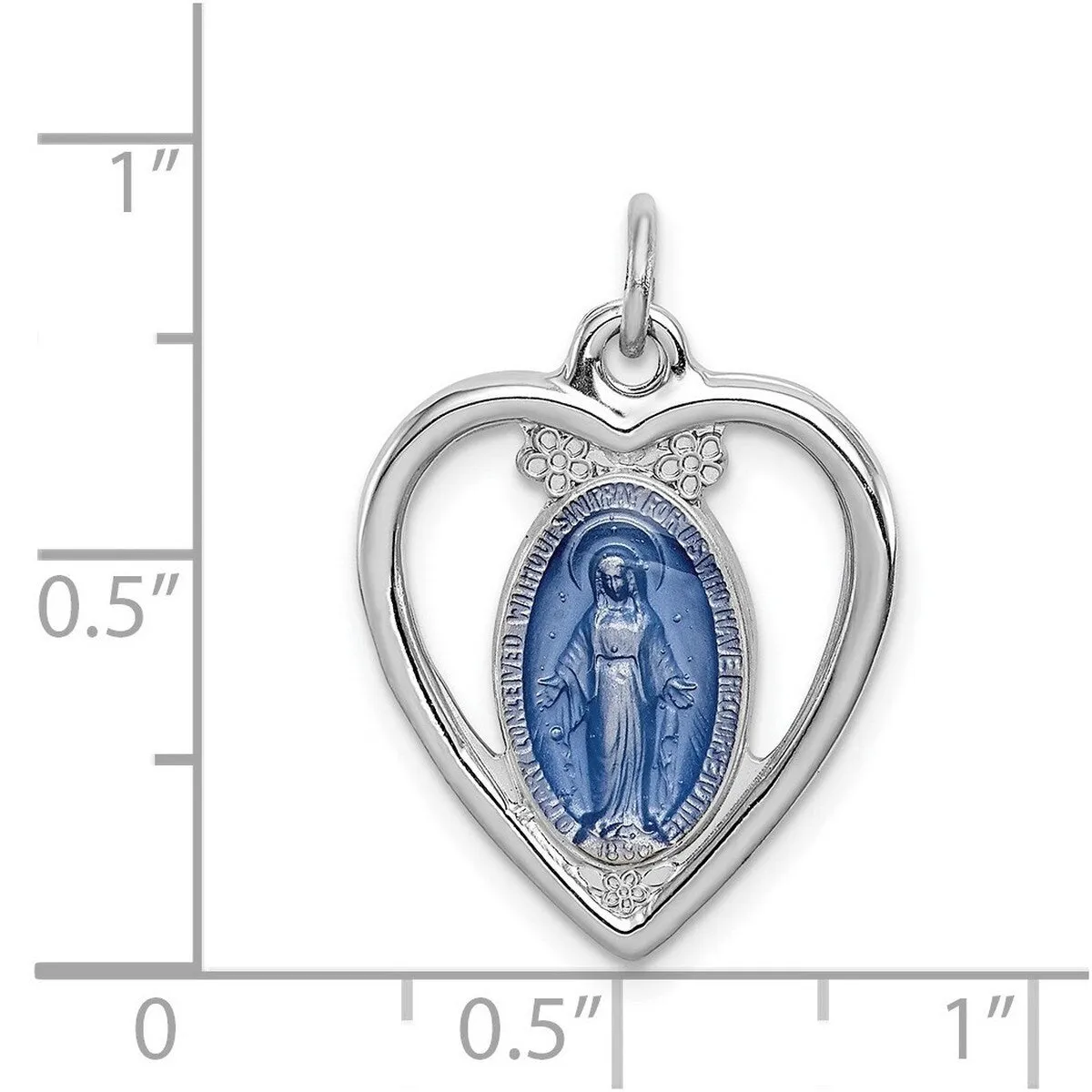Curata 925 Sterling Silver 18" 23x16mm Miraculous Medal Inside Heart Pendant Necklace sold by Zulily product image thumbnail 2