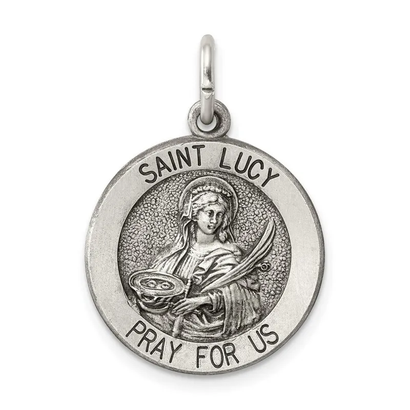 Curata 925 Sterling Silver 18" 25x18mm Saint Lucy Medal Pendant Necklace sold by Zulily