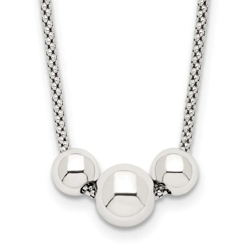 Curata 925 Sterling Silver 16" Polished Bead Bohemian Necklace sold by Zulily