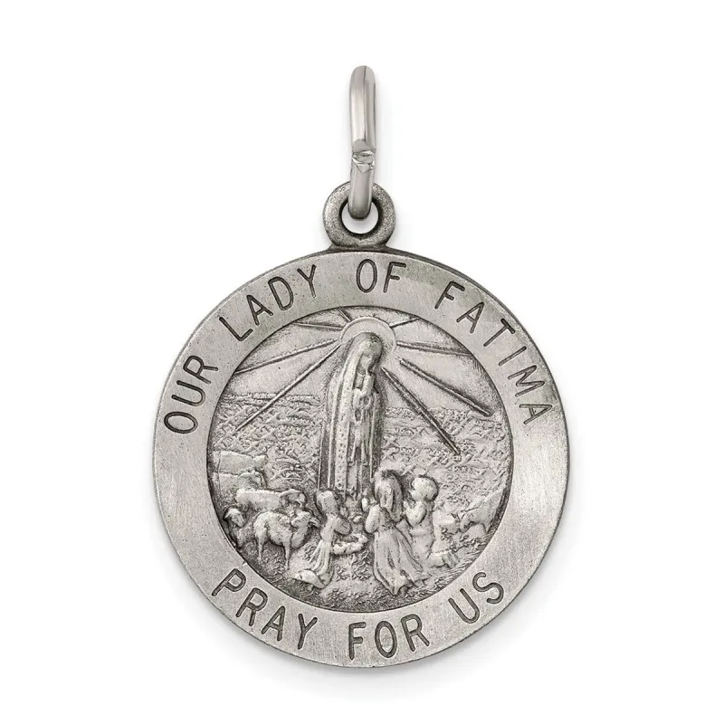 Curata 925 Sterling Silver 18" 21x18mm Satin Our Lady of Fatima Medal Pendant Necklace sold by Zulily