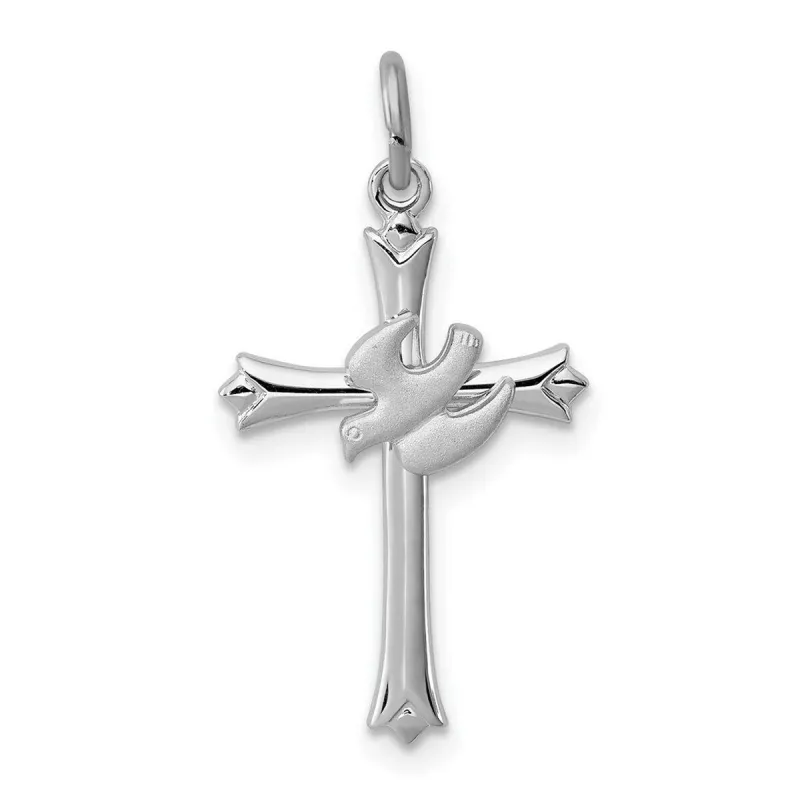 Curata 925 Sterling Silver 18" 23x14mm Satin Dove Cross Pendant Necklace sold by Zulily
