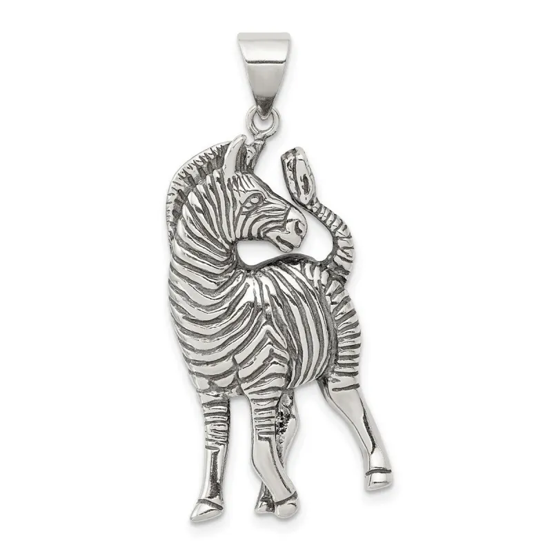 Curata 925 Sterling Silver 18" 35x18mm Open back Zebra Pendant Necklace sold by Zulily