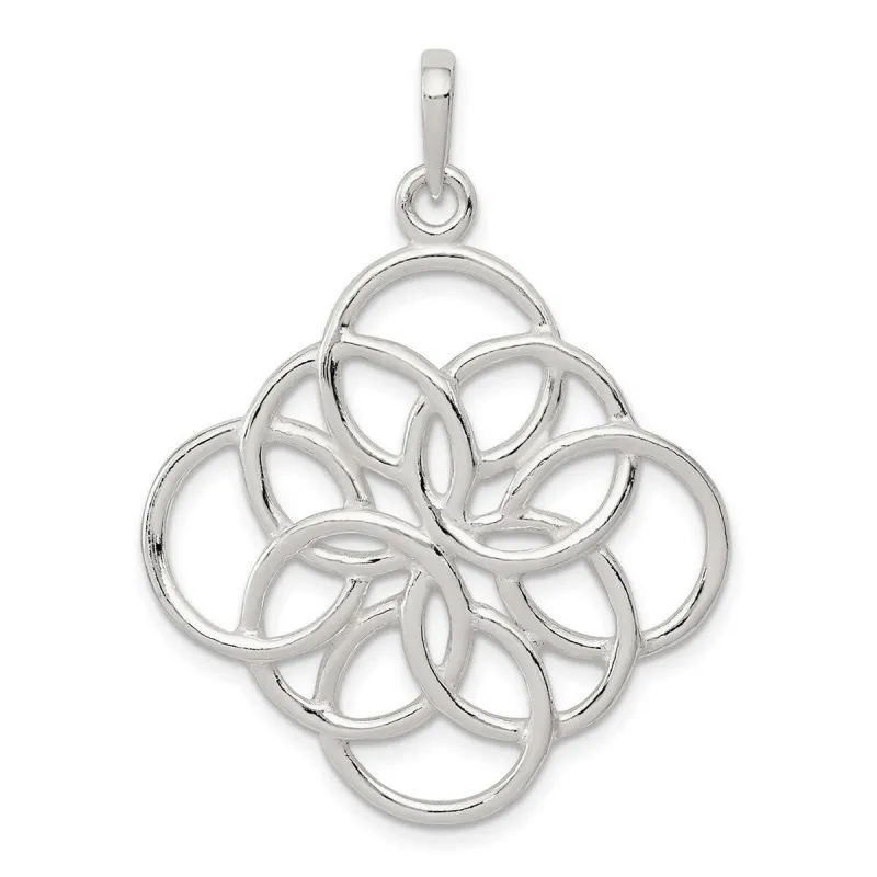 Curata 925 Sterling Silver 18" 34x30mm Modern Circles Polished Pendant Necklace sold by Zulily