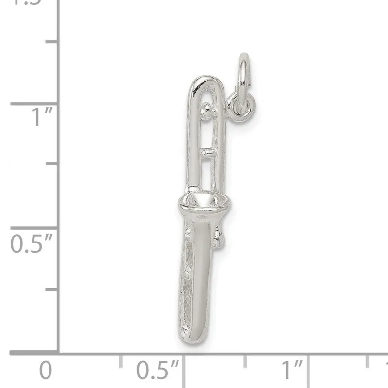 Curata 925 Sterling Silver 18" 25x5.5mm Polished Trombone Charm Pendant Necklace sold by Zulily