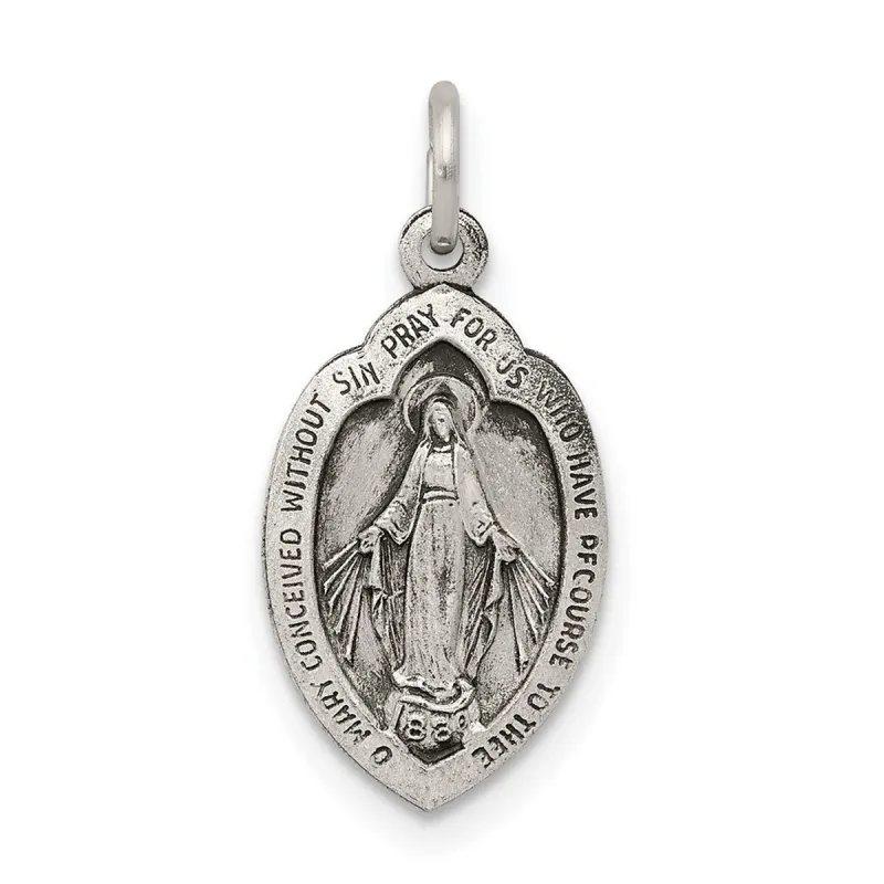 Curata 925 Sterling Silver 18" 20x10mm Small Miraculous Medal Pendant Necklace sold by Zulily