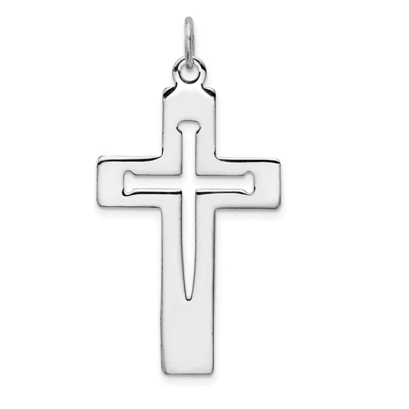 Curata 925 Sterling Silver 18" Mens 39x22mm Cut-out Nail Cross Pendant Necklace sold by Zulily