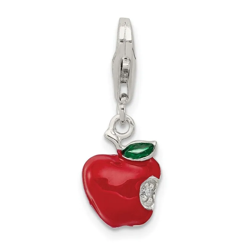 Curata 925 Sterling Silver 18" 13x9mm Red Enameled Apple Charm Pendant Necklace sold by Zulily