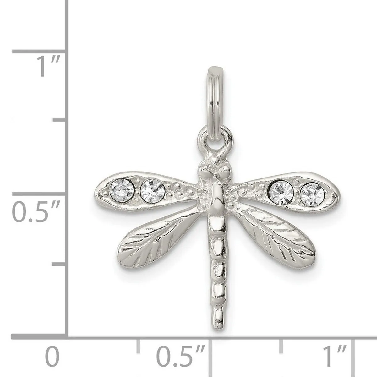 Curata 925 Sterling Silver 18" 24x22mm Crystal Dragonfly Charm Pendant Necklace sold by Zulily product image thumbnail 2