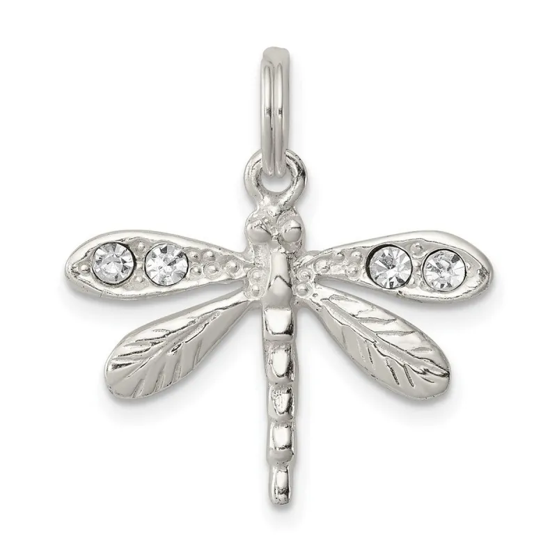 Curata 925 Sterling Silver 18" 24x22mm Crystal Dragonfly Charm Pendant Necklace sold by Zulily