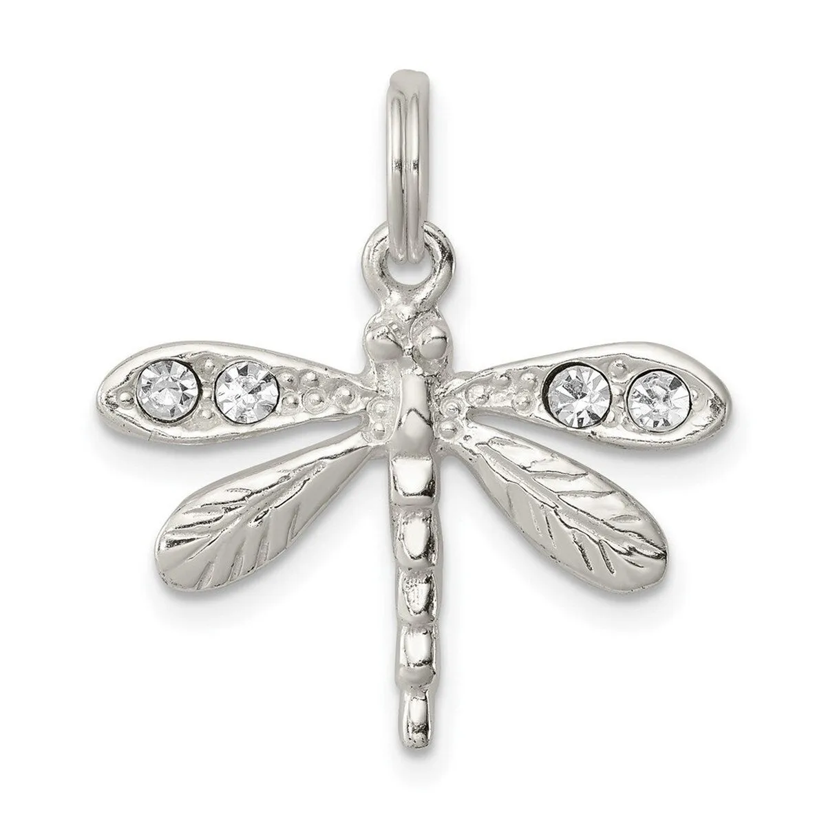 Curata 925 Sterling Silver 18" 24x22mm Crystal Dragonfly Charm Pendant Necklace sold by Zulily