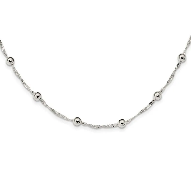 Curata 925 Sterling Silver 18" Bead Station Singapore Chain Necklace sold by Zulily