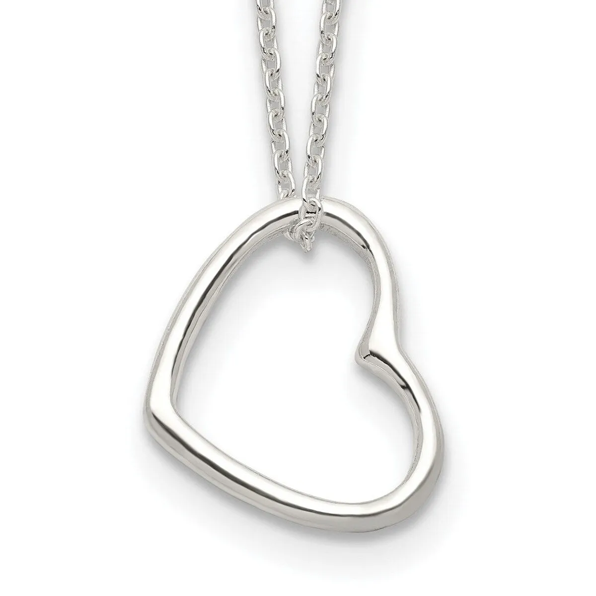 Curata 925 Sterling Silver 14 +2" Floating 15mm Open Heart Necklace - Choker sold by Zulily