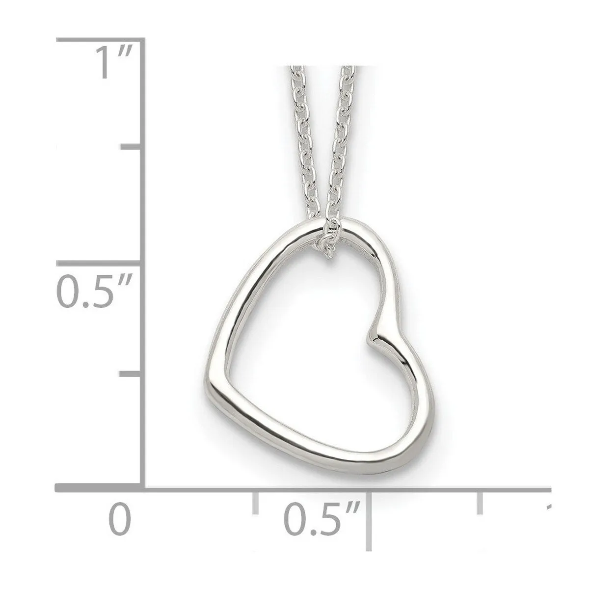 Curata 925 Sterling Silver 14 +2" Floating 15mm Open Heart Necklace - Choker sold by Zulily product image thumbnail 2