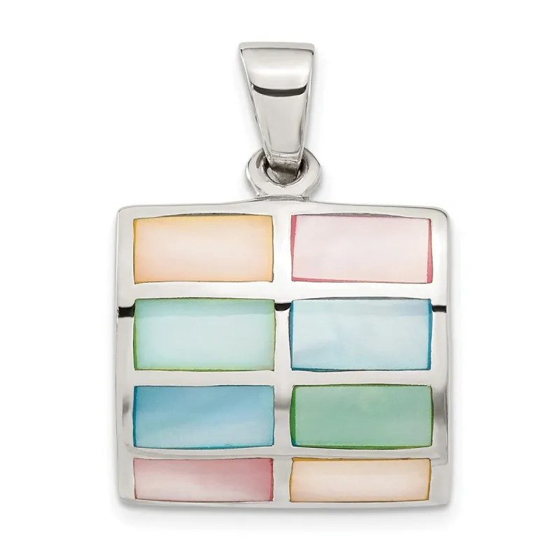 Curata 925 Sterling Silver 18" 21mmx32mm Square Mother of Pearl Pendant Necklace sold by Zulily
