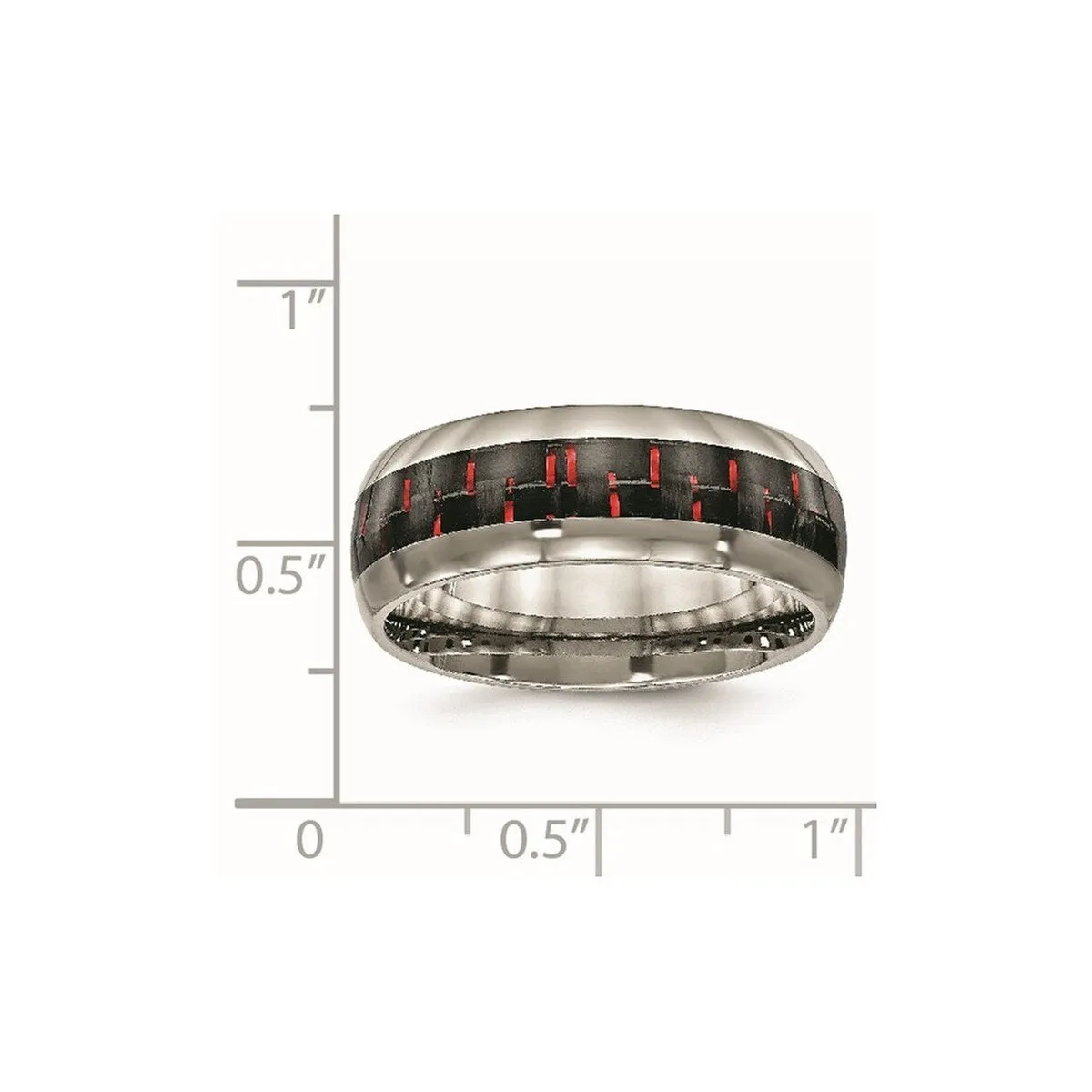 Curata Titanium Mens Polished 8mm Black/Red Carbon Fiber Inlay Wedding Ring sold by Zulily product image thumbnail 2