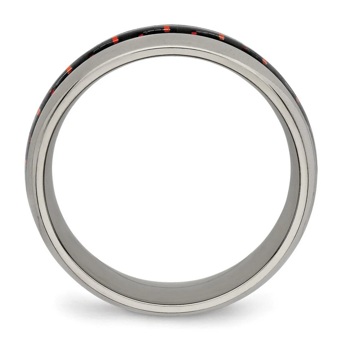 Curata Titanium Mens Polished 8mm Black/Red Carbon Fiber Inlay Wedding Ring sold by Zulily product image thumbnail 3