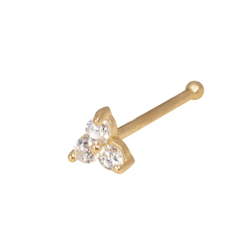 Curata 14k Gold Three-stone Triangle Nose Ring - 3mm 20g Nose Stud sold by Zulily