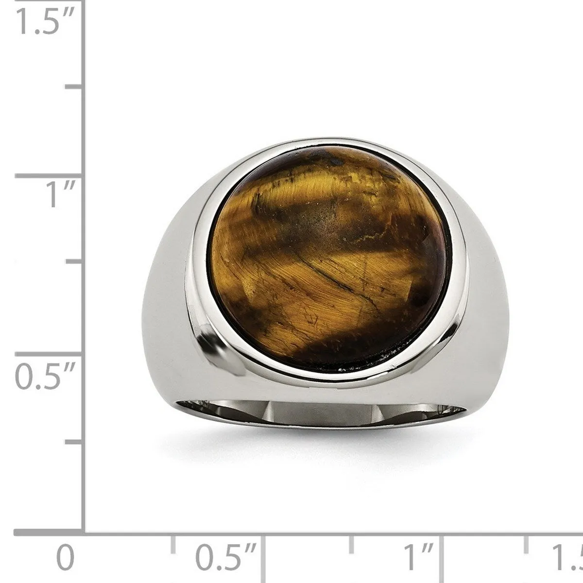 Curata Stainless Steel Mens Polished 4mm Tigers Eye Ring sold by Zulily product image thumbnail 2