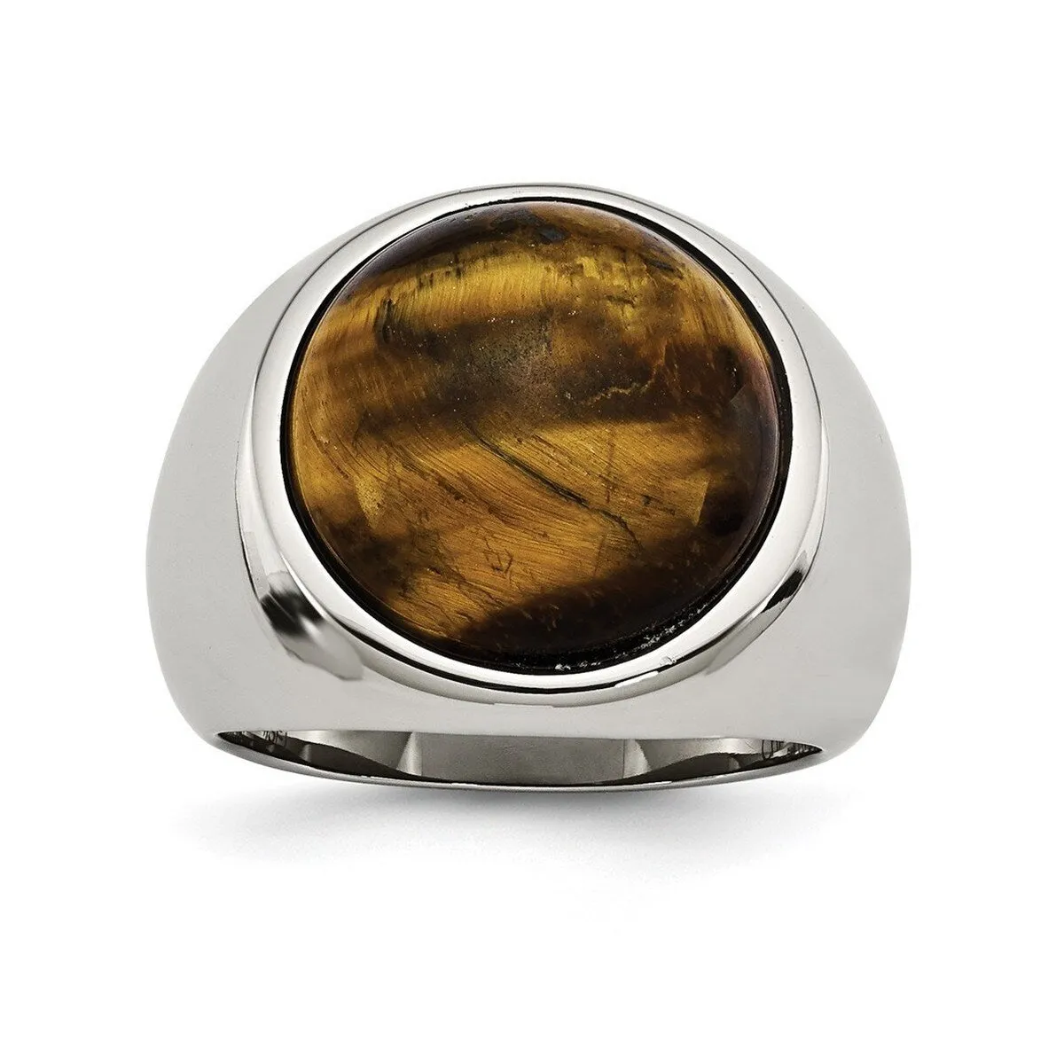Curata Stainless Steel Mens Polished 4mm Tigers Eye Ring sold by Zulily