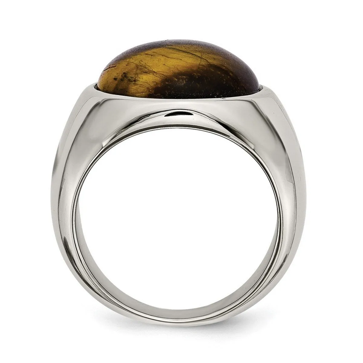 Curata Stainless Steel Mens Polished 4mm Tigers Eye Ring sold by Zulily product image thumbnail 3