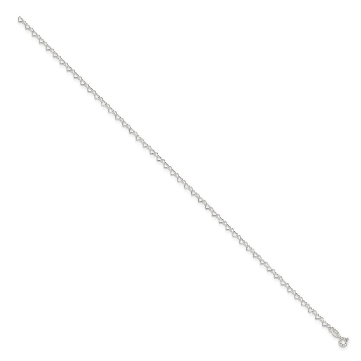 Curata 925 Sterling Silver 9" or 10" 3.5mm Heart Chain Anklet for Women sold by Zulily product image thumbnail 3