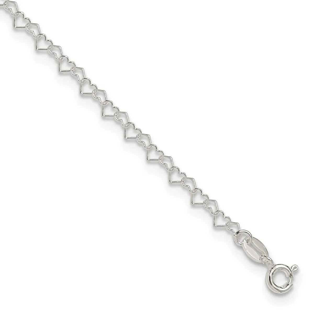 Curata 925 Sterling Silver 9" or 10" 3.5mm Heart Chain Anklet for Women sold by Zulily