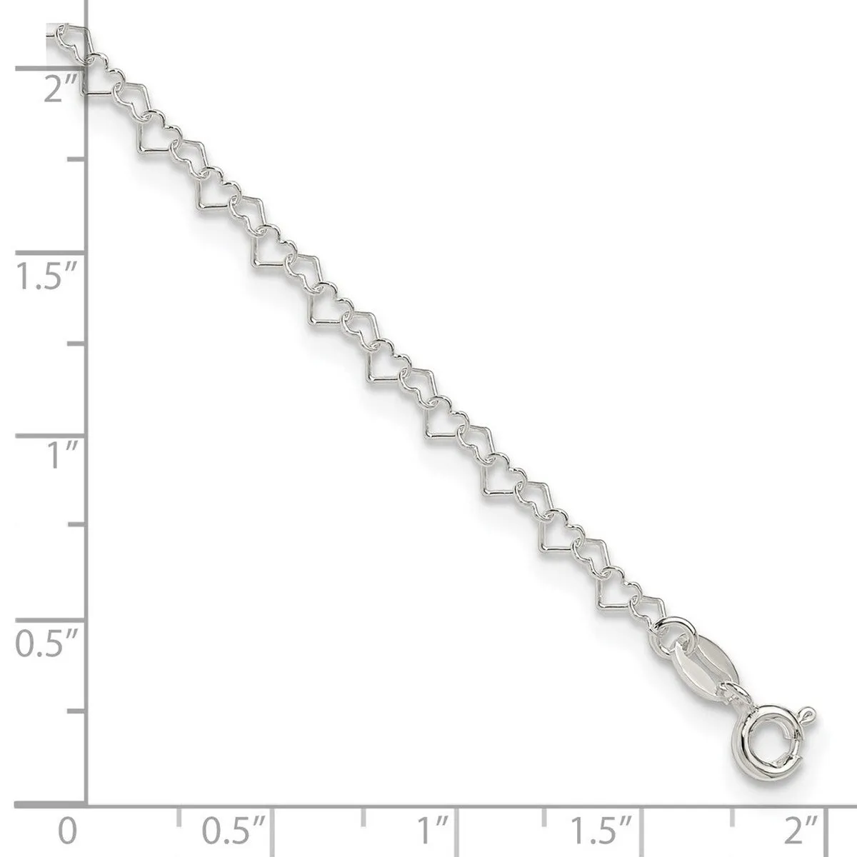 Curata 925 Sterling Silver 9" or 10" 3.5mm Heart Chain Anklet for Women sold by Zulily product image thumbnail 2