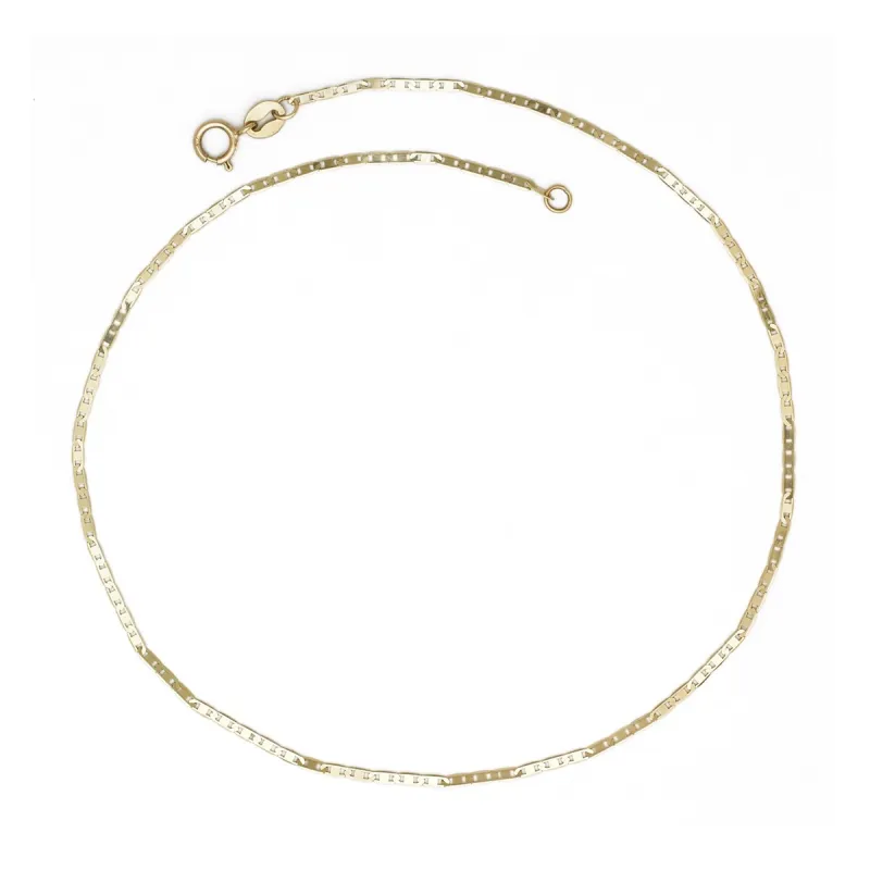 Curata Solid 10K Yellow Gold Thin Flat Mariner Link Anklet - 1.3mm wide x 10" long sold by Zulily