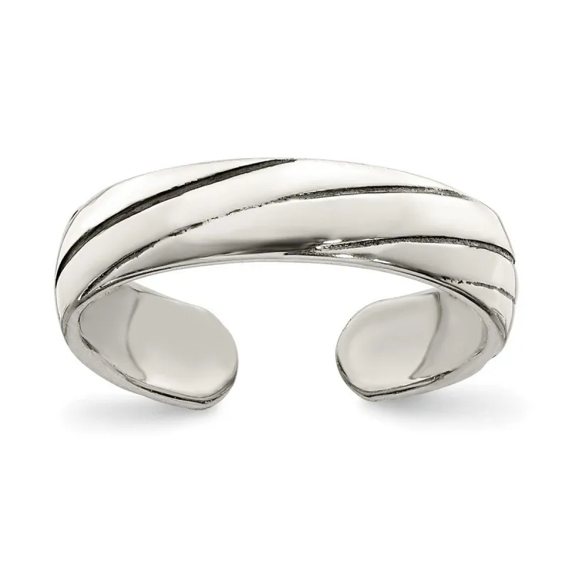 Curata 925 Sterling Silver Vintage Ridged Adjustable Toe Ring sold by Zulily