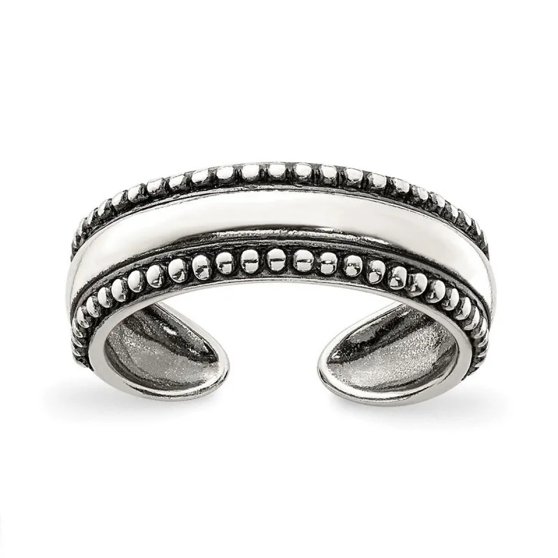 Curata 925 Sterling Silver Solid Oxidized Vintage Beaded Toe Ring sold by Zulily