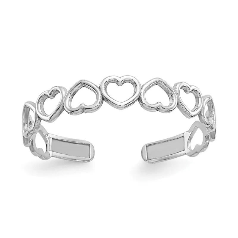 Curata Solid 10k White Gold Alternating Open Hearts Adjustable Toe Ring sold by Zulily