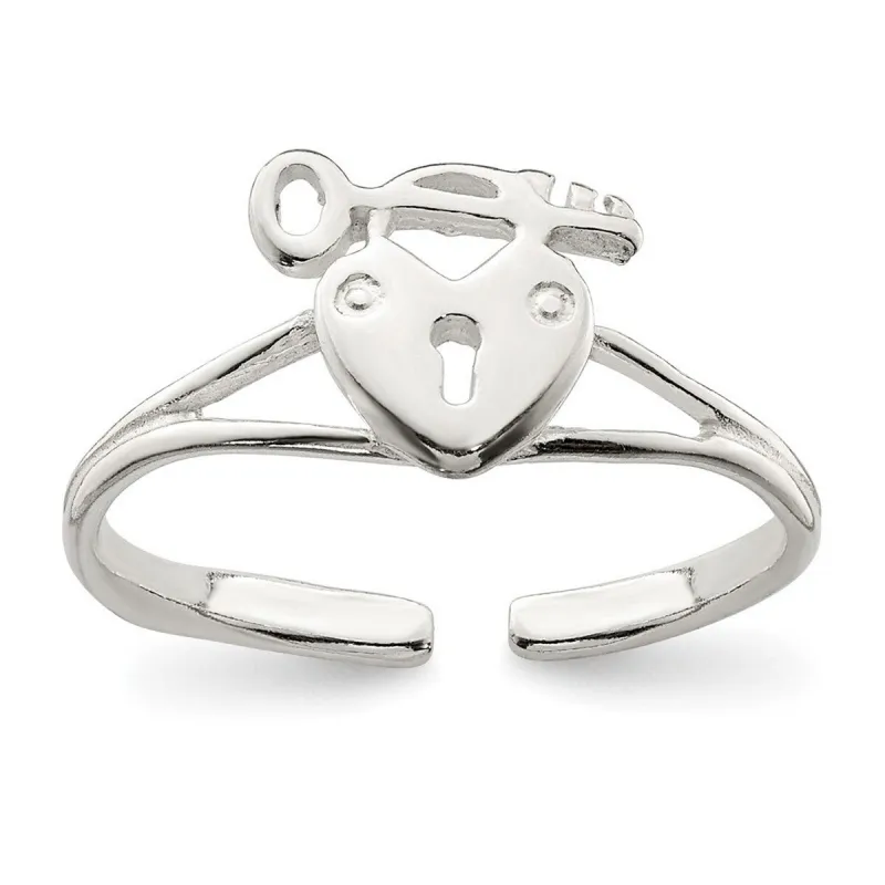 Curata 925 Sterling Silver Solid Lock and Key Adjustable Toe Ring sold by Zulily