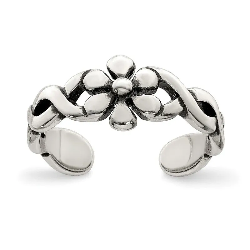 Curata 925 Sterling Silver Polished Daisy Adjustable Toe Ring for Women sold by Zulily