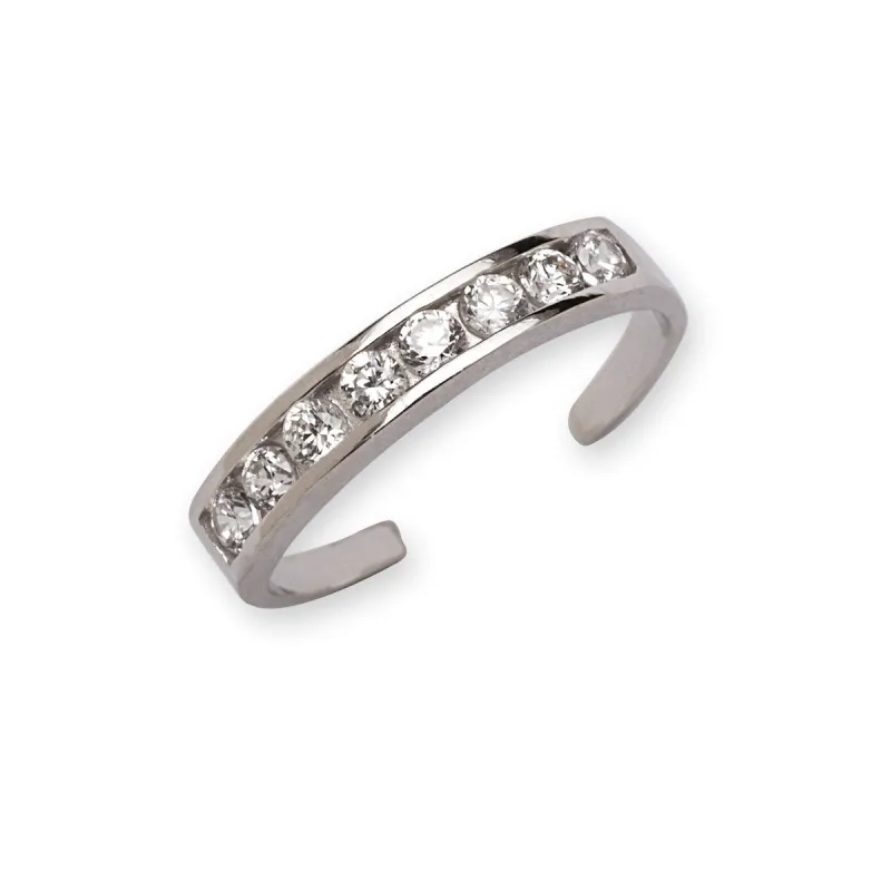 Curata 925 Sterling Silver Classic Cubic Zirconia Band Adjustable Toe Ring sold by Zulily