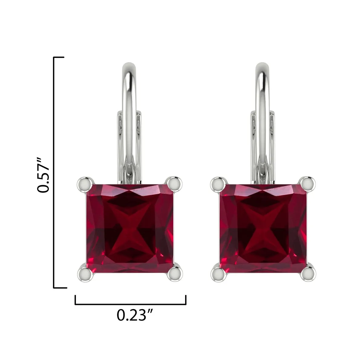 925 Sterling Silver Square 3.00Ct Ruby Drop Earrings sold by Zulily product image thumbnail 3