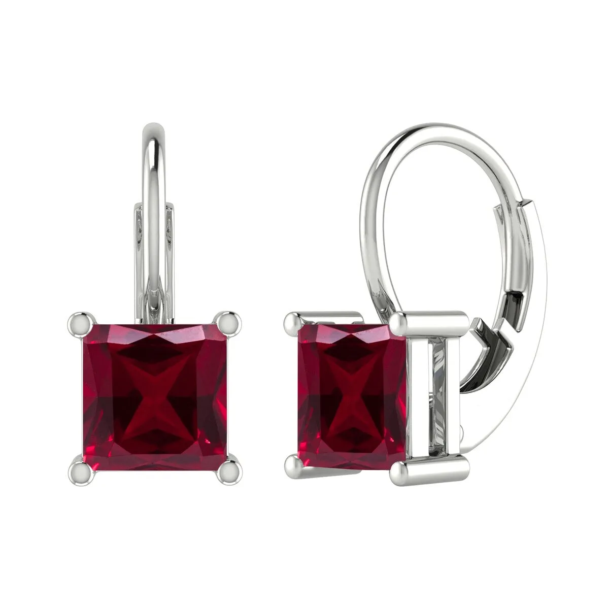 925 Sterling Silver Square 3.00Ct Ruby Drop Earrings sold by Zulily