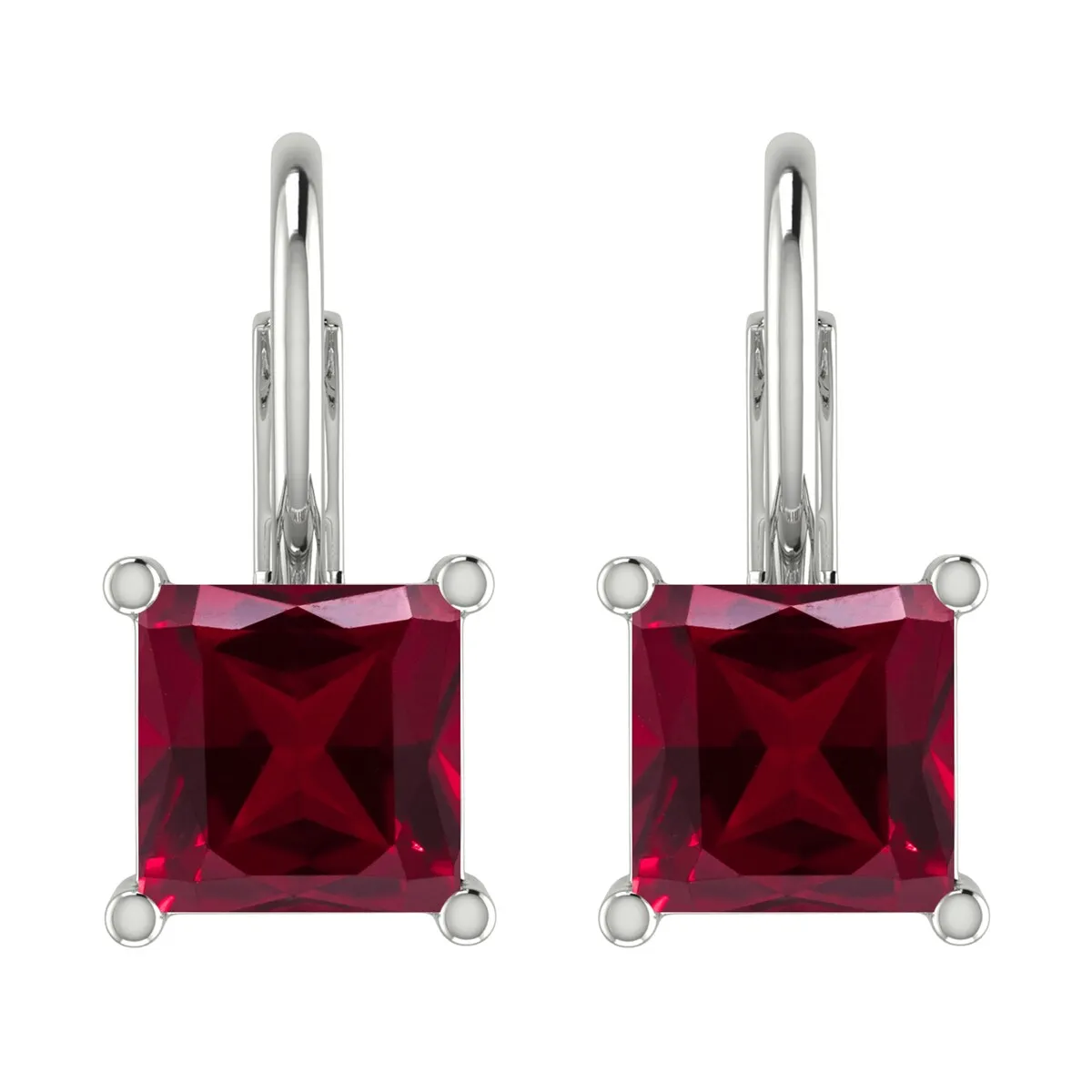 925 Sterling Silver Square 3.00Ct Ruby Drop Earrings sold by Zulily product image thumbnail 2