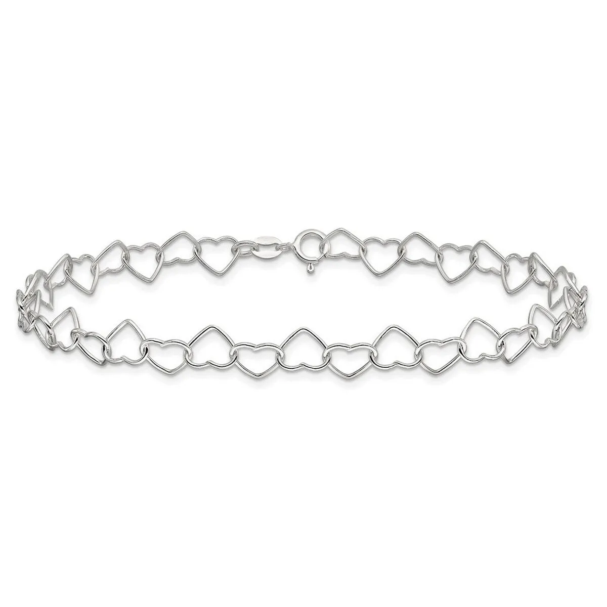Curata 925 Sterling Silver 9" or 10" 7mm Fancy Heart Link Anklet for Women sold by Zulily product image thumbnail 4