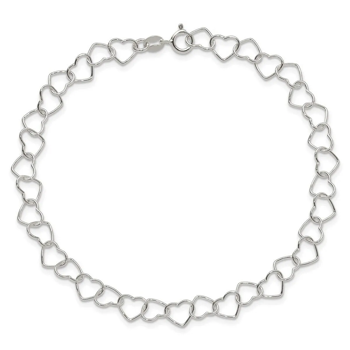 Curata 925 Sterling Silver 9" or 10" 7mm Fancy Heart Link Anklet for Women sold by Zulily product image thumbnail 5