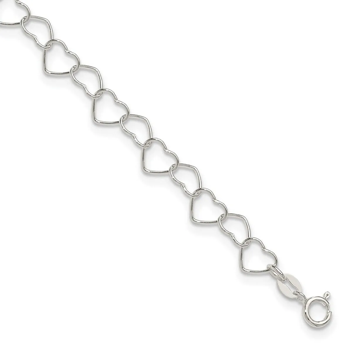 Curata 925 Sterling Silver 9" or 10" 7mm Fancy Heart Link Anklet for Women sold by Zulily